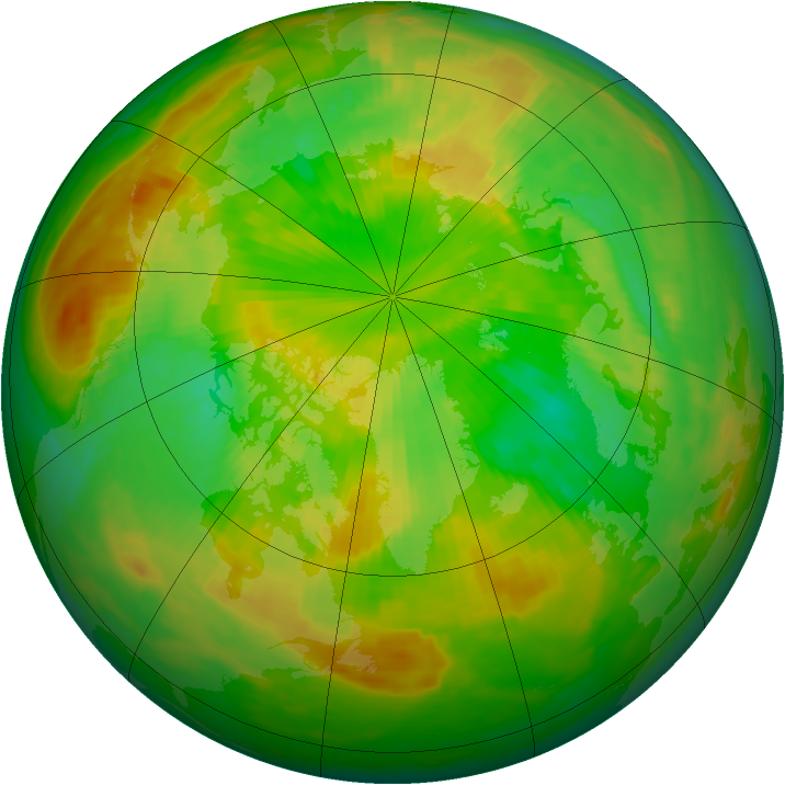 Arctic ozone map for 13 June 1989